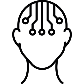 head with a circuit board icon illustration isolated png