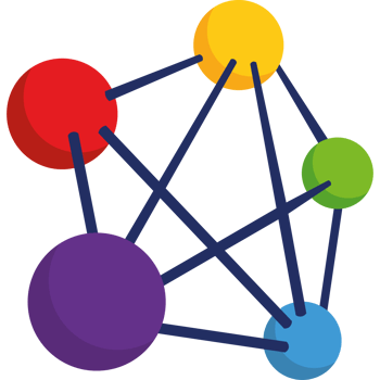 A colorful network of spheres png