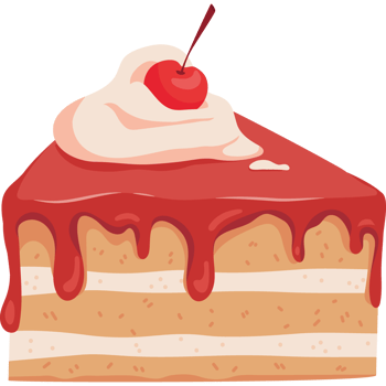 A slice of cake with a cherry on top png