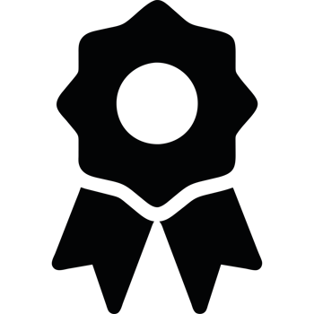 A black ribbon with a star illustration icon isolated png