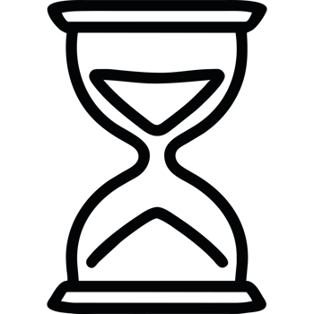 A black and white hourglass icon png