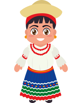 A cartoon girl in a traditional mexican dress png