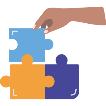 A hand holding a puzzle piece with two pieces png