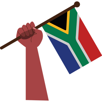 hand hold South african flag icon illustration png
