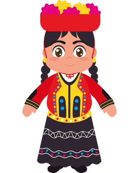 A cartoon girl in traditional clothing png
