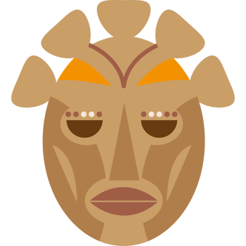 A cartoon mask with a brown and orange design png