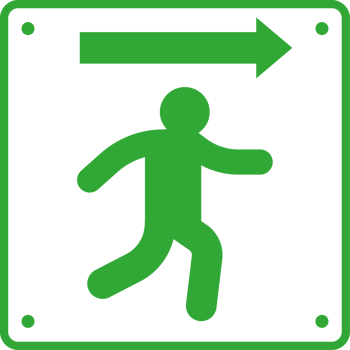 Emergency exit door sign icon isolated png