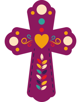 A cross with colorful designs on it png