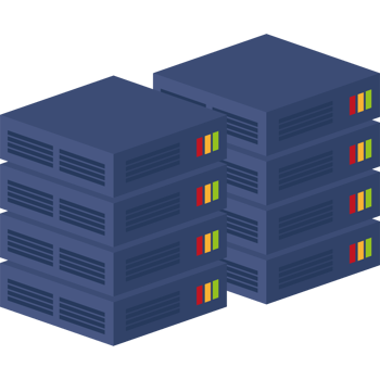 Stack of servers with indicator lights icon isolated png