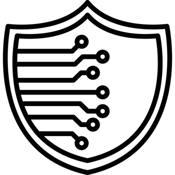 Shield with a circuit board inside icon isolated png
