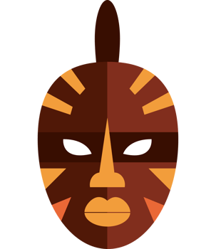 nigerian mask with colorful details icon isolated png