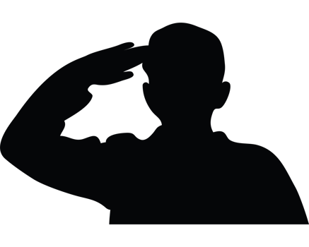 A silhouette of a man saluting png