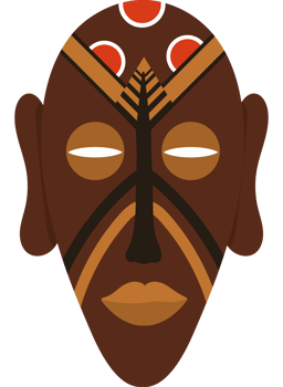 nigerian mask with brown and red details icon isolated png