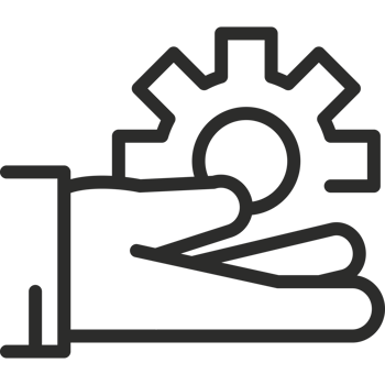 A hand holding a gear icon png
