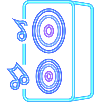 A neon sign with a speaker and music notes png