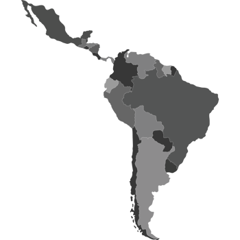 Map of south america with the countries highlighted icon isolated png