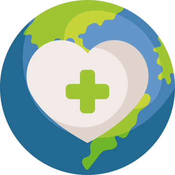 A globe with a cross and a heart png