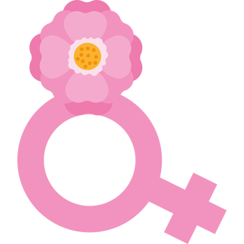 A pink female symbol with a flower in the middle png