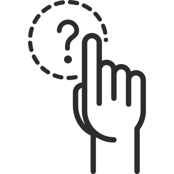 A hand pointing to a question mark icon png
