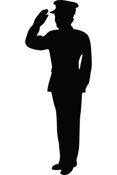 A silhouette of a man saluting png