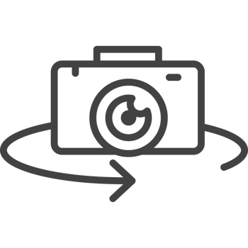 A camera is shown with a circle around it png