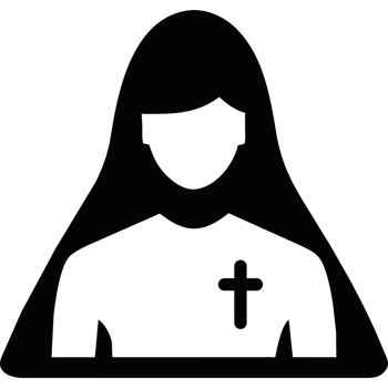 A silhouette of a woman with a cross on her head png
