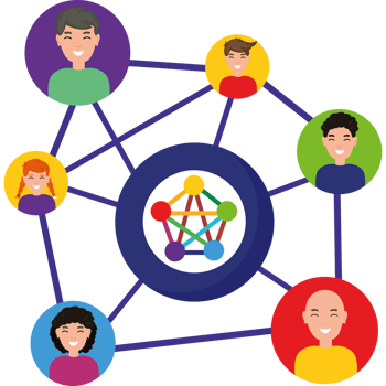 A group of people connected by a network png