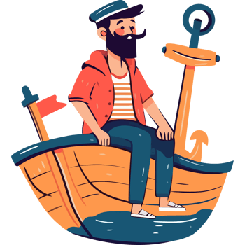 A man with a beard sitting on a boat png