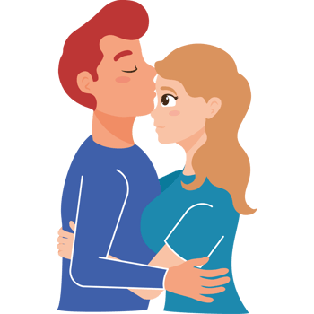 A man and woman are hugging and kissing png