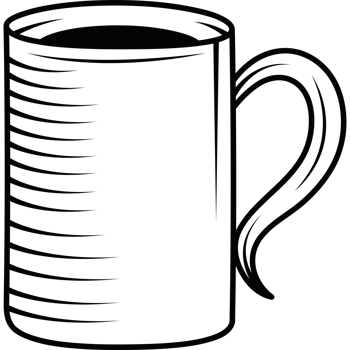 A black and white mug with a handle png