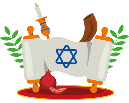 Torah, pomegranate, and olive branch png