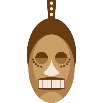 A cartoon mask with a brown face and a white smile png