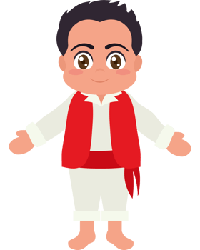 A cartoon boy in a traditional costume png