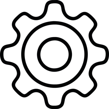 Black and white gear icon isolated icon png