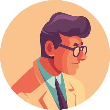 A man in glasses and a suit is wearing a tie png