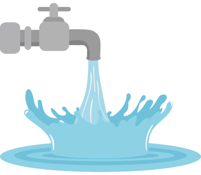 Water flowing from a tap into a pool png