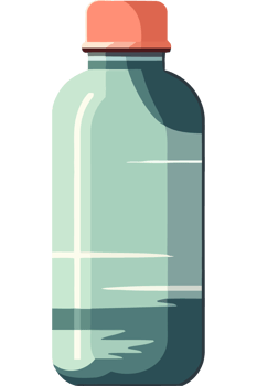 Transparent bottle with fresh liquid inside icon isolated png