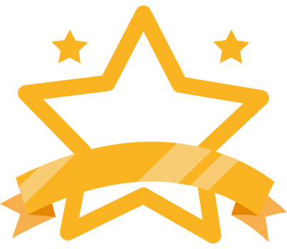 A star with a ribbon and stars on it png