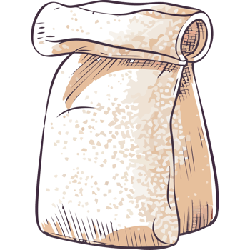 Organic flour sack, hand drawn illustration icon isolated png