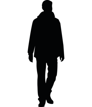 A silhouette of a man walking in the dark png