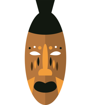 nigerian mask traditional illustration with colorful details isolated png