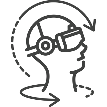 A black and white illustration of a head with a headset on png