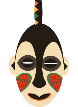 A cartoon mask with a face and a head png