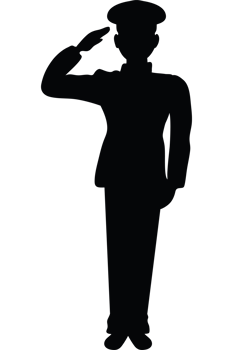 A silhouette of a man saluting png