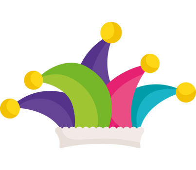 A colorful jester hat with yellow and green png