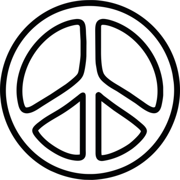 Black and white peace sign icon isolated png