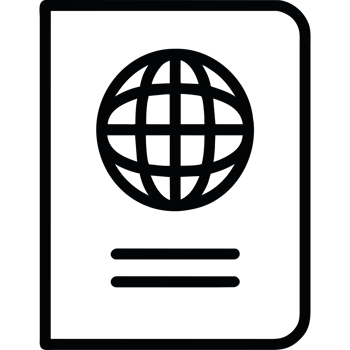 A black and white image of a passport png