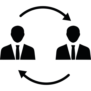 A black and white illustration of two people in a circle png