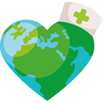 Earth day heart with a nurse's hat png