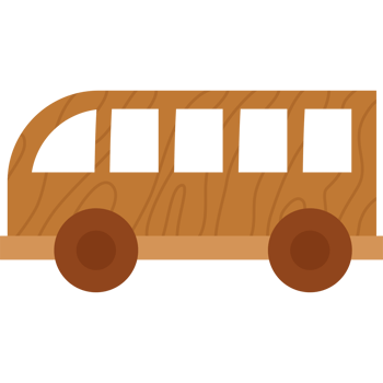 Wooden bus toy illustration design png